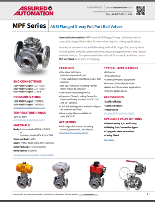 ASSURED MPF CATALOG MPF SERIES: ANSI 3-WAY FULL PORT BALL VALVES